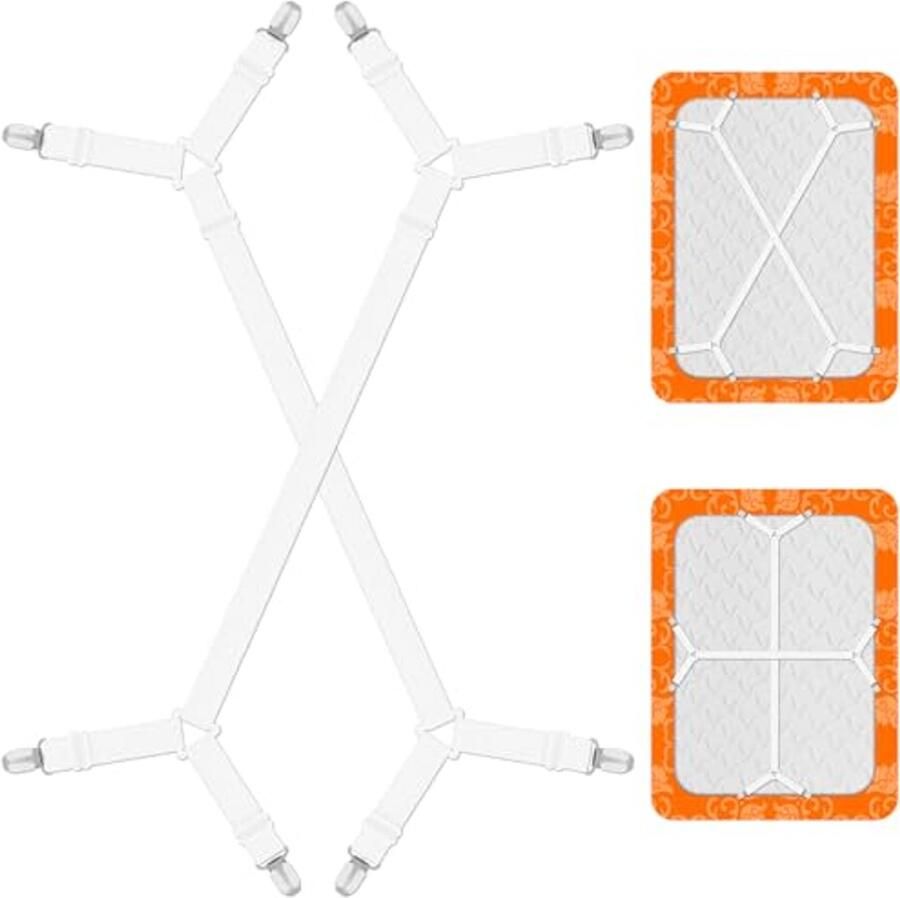 Verstelbare Hoeslakenclips voor Bed 2 Stuks Wit