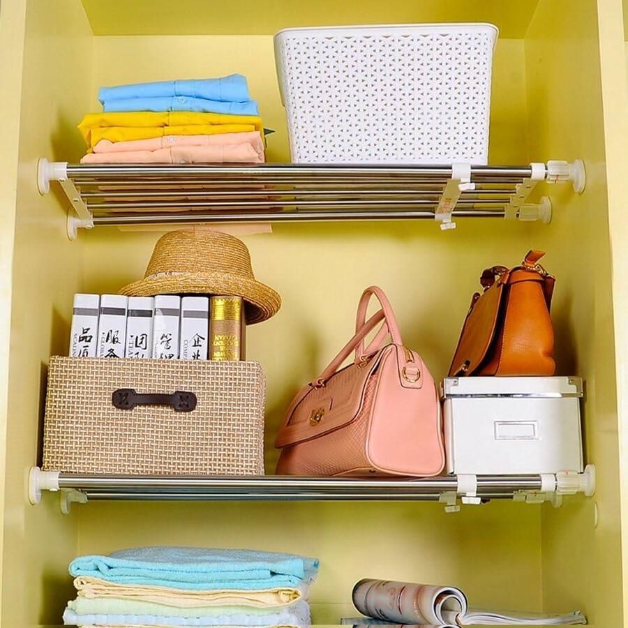 Verstelbare Kast Plank Garderobe Verdelers Separator DIY Uitbreidbaar Opbergrek Lengte 50-80 cm Keuken Badkamer Slaapkamer