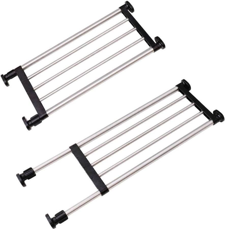 Expandable Cabinet Tension Shelf Rod Adjustable Metal Storage Rack Cabinet Organizer DIY Divider Separator Shelves for Wardrobe Cabinet Kitchen BathroomBlack84-117.5cm by Hershii - Foto 2