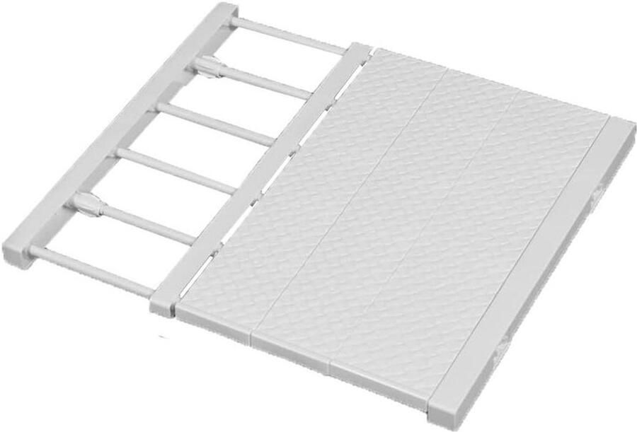 Adjustable Extendable Tension Rod Clothes Hanger with DIY Cabinet Storage Holder 40cm Width White