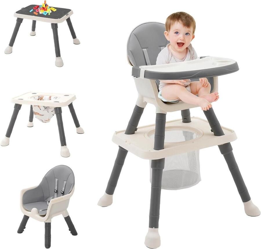 Verstelbare Kinderstoel met Tafel en Wielen Opvouwbaar 1 Stuk Multikleur