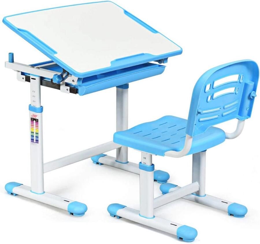 Verstelbare kindertafel met stoel Kinderbureau in verschillende kleuren Eenvoudig te monteren en ergonomisch