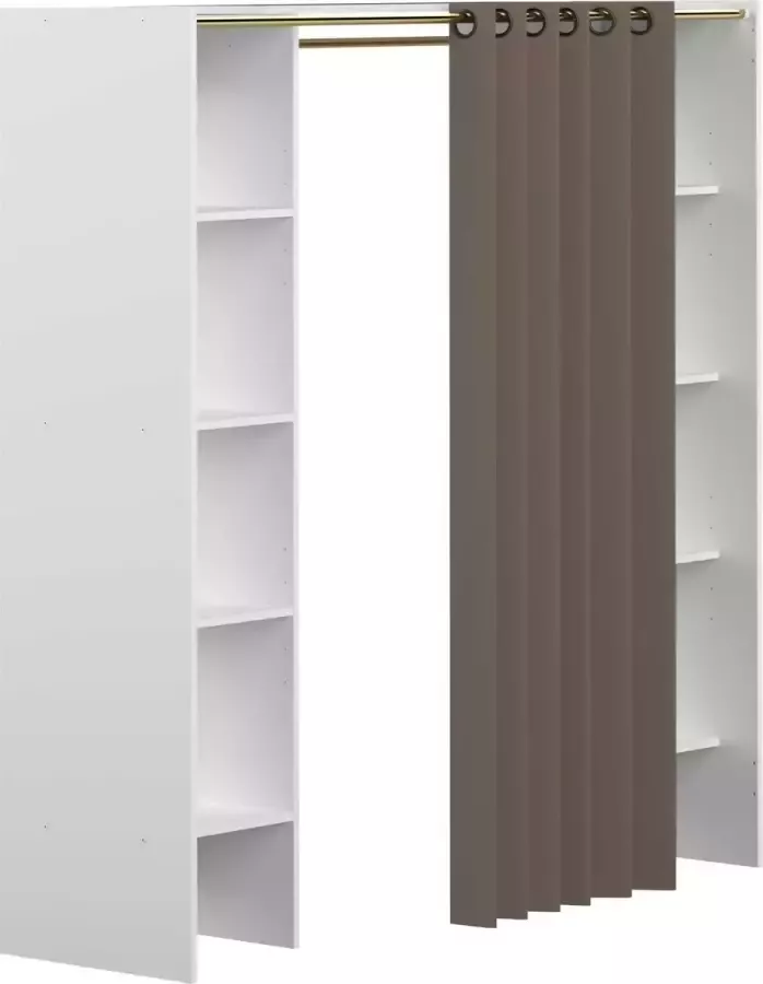 Verstelbare kledingkast EMERIC L.112 185 cm Wit en taupe L 185 cm x H 182 cm x D 50 cm - Foto 2