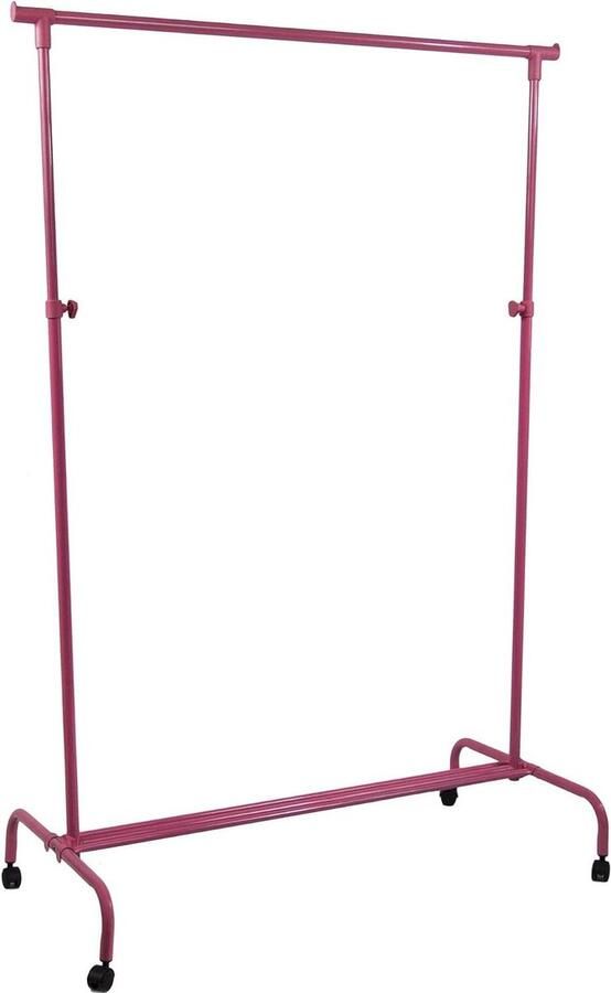 Verstelbare kledingstang roze Enkel kledingrek met wielen kledingrek
