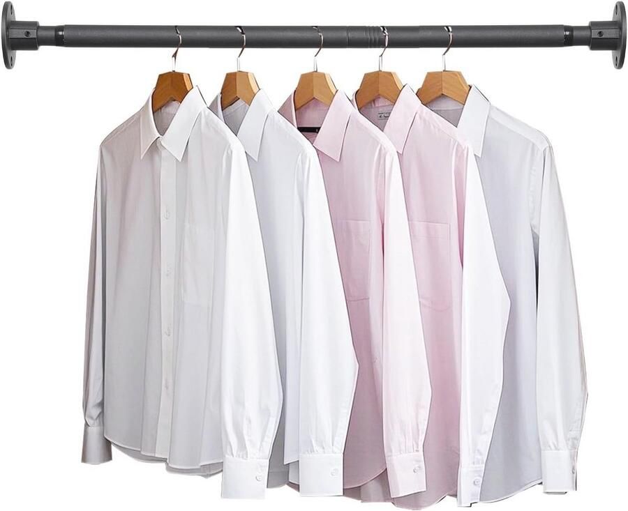 Verstelbare Kledingstang Zwart 60-84 cm Multifunctionele Kledingrek voor Kast en Garderobe