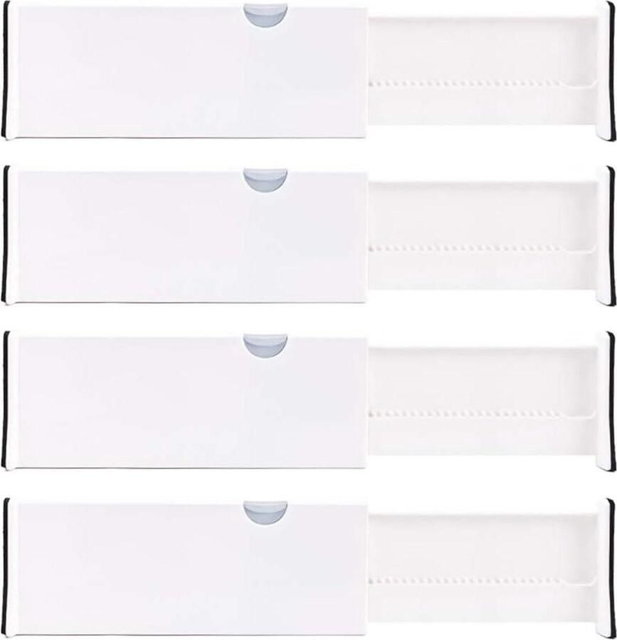 Verstelbare lade organizer verdelers 4-pack met schuim uiteinden voor keuken dressoir slaapkamer badkamer kantoor opslag