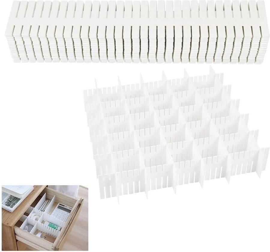 Verstelbare Lade-Organizers Efficiënte Ruimtebesparing 32 stuks Wit Duurzaam