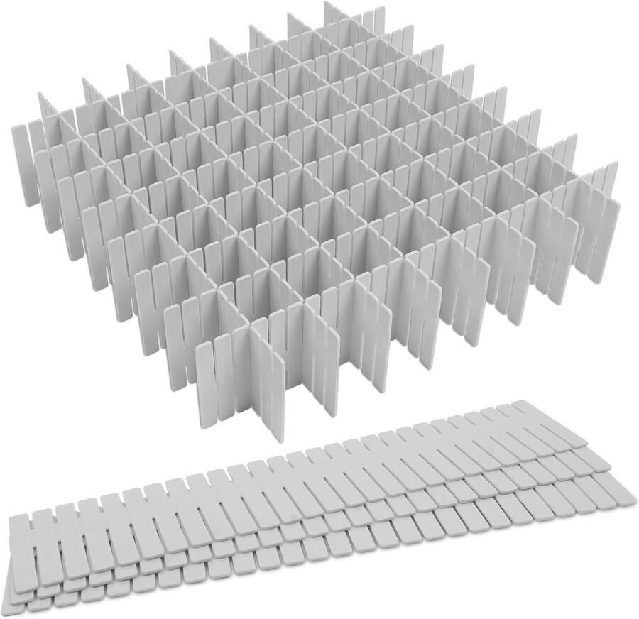 Verstelbare Ladeverdeler 16PCS Grid Ladeorganizer Organizer voor Kast Ladeverdeler voor Kantoor Badkamer of Slaapkamer Grijs