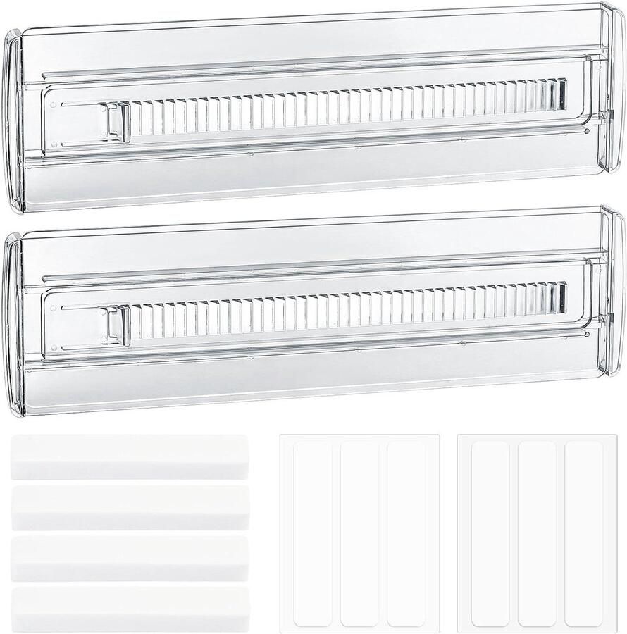 Verstelbare ladeverdeler 2 stuks flexibel lade-inzetstuk van kunststof (288 50 cm) lade-opbergsysteem met scheidingswanden voor kast organizer