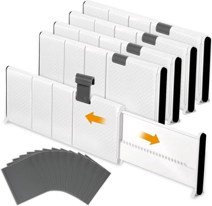 Verstelbare ladeverdeler lade-organizers multifunctioneel 4 stuks zwart kunststof 18-40 cm