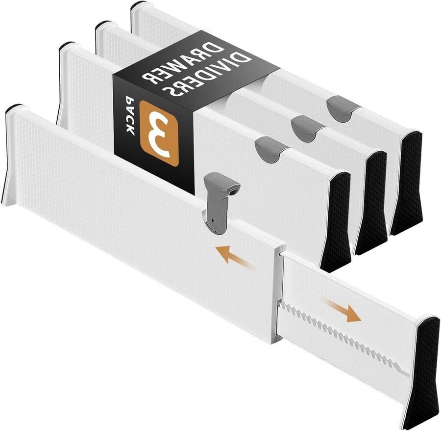 Verstelbare ladeverdeler set van 3 Plastic lade-organisator voor keukenkast dressoir slaapkamer badkamer en kantoor