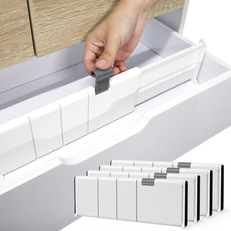 Verstelbare ladeverdeler set van 4 ladeverdelers voor kleding ladeorganizers voor kledingkast opbergsysteem slaapkamer commode 275cm 44cm