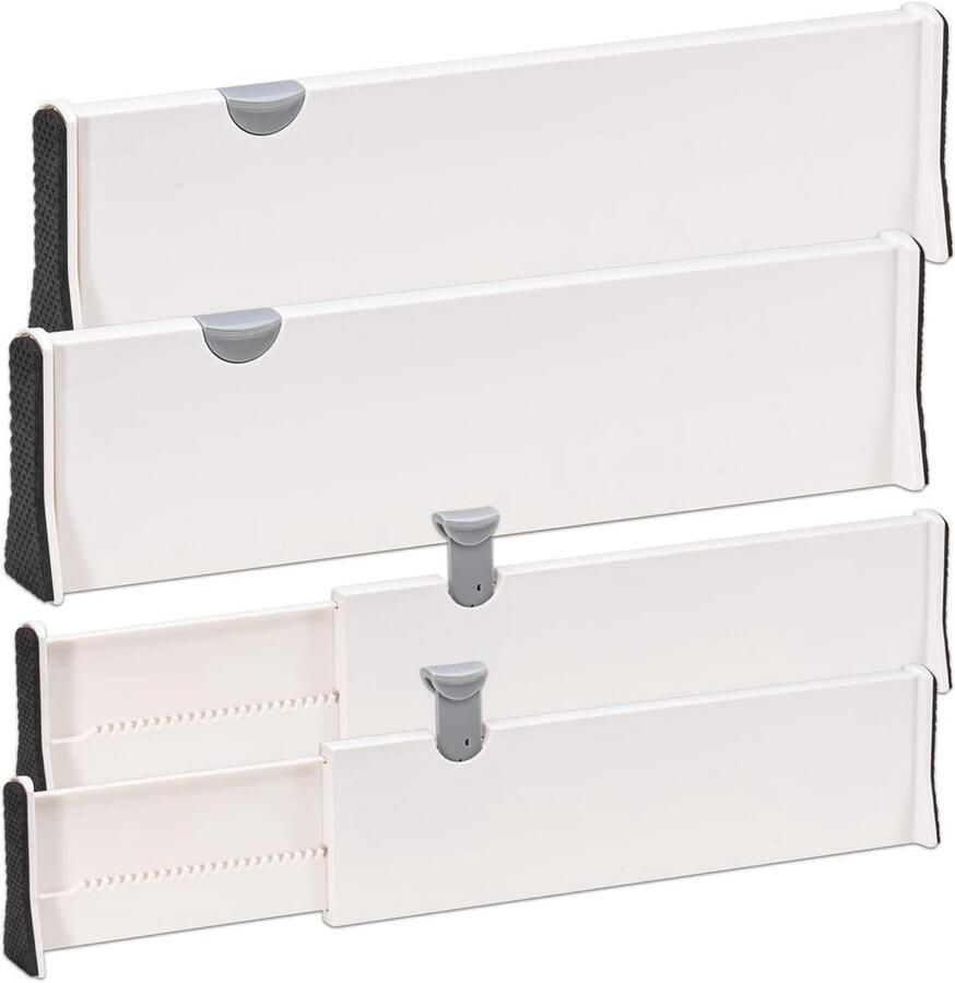 Verstelbare ladeverdeler voor keuken en badkamer set van 4 wit