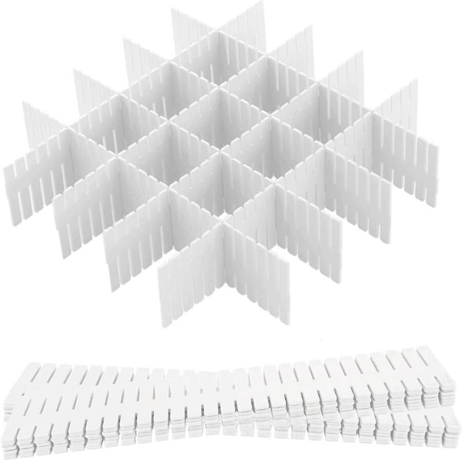 Verstelbare ladeverdelers Set van 12 stuks Wit Voor ondergoed sokken cosmetica 324 x 7 cm