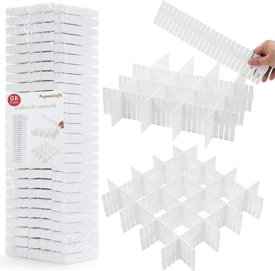 Verstelbare ladeverdelers 40 stuks voor sokken en ondergoed Wit - Foto 2