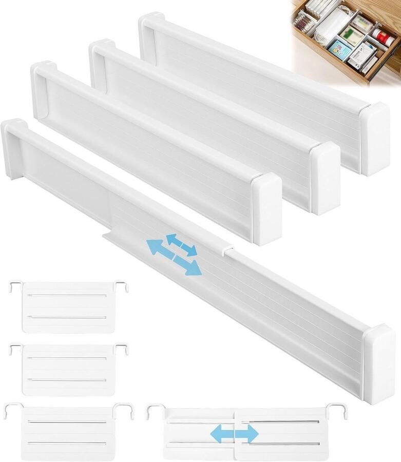 Verstelbare ladeverdelers 8 stuks uitbreidbare ladeverdeler. Organisatoren voor het organiseren van bureaus keukenlades badkamer en slaapkamer