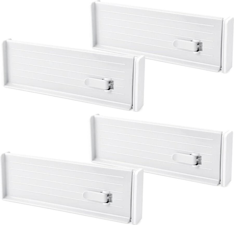 Verstelbare Ladeverdelers Keuken Organizers 4 stuks Wit Kunststof