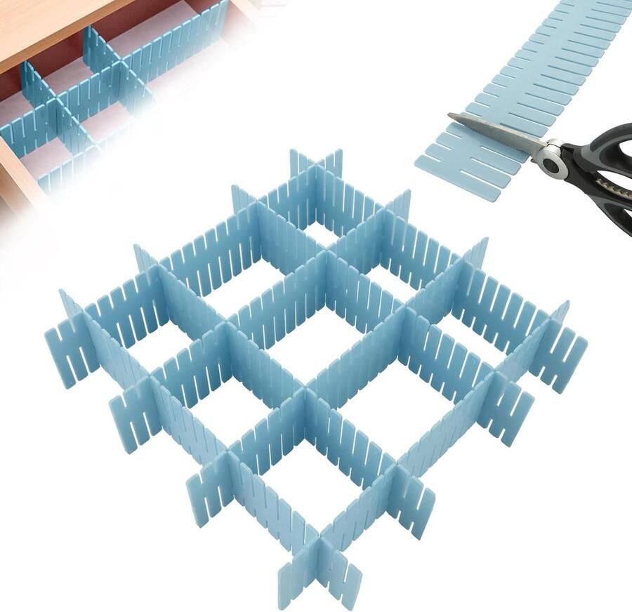 Verstelbare Ladeverdelers Organiseren 36 stuks Blauw Kunststof 32 4 x 7 cm