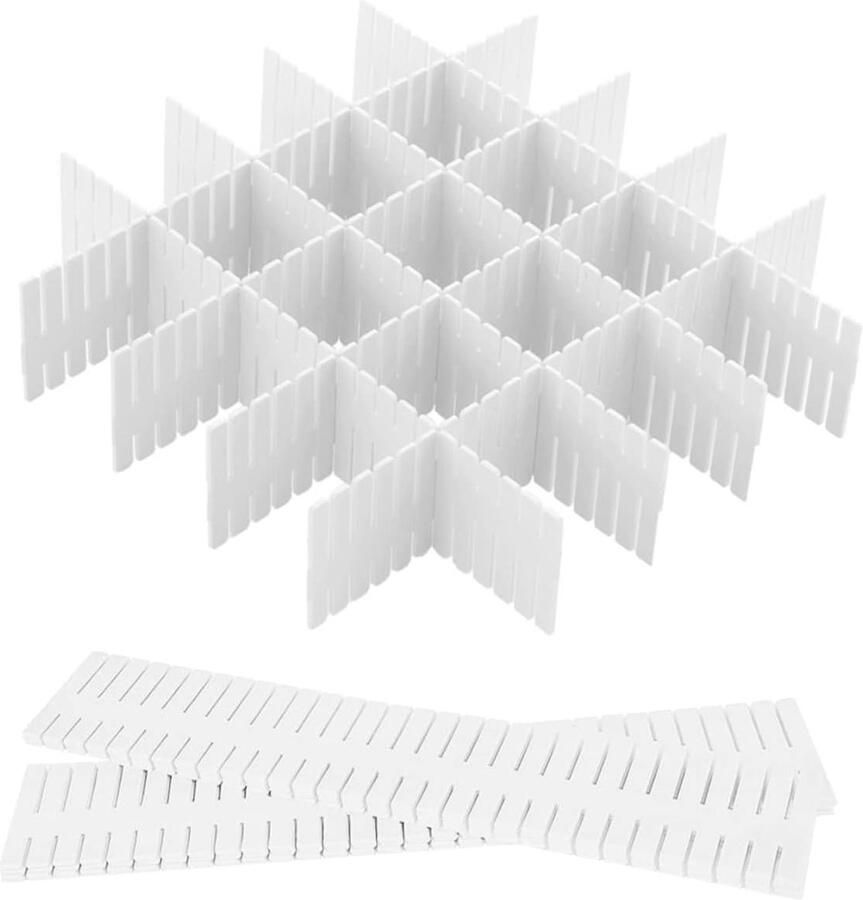 Goodivery Verstelbare Ladeverdelers Set van 12 voor Sokken Ondergoed Cosmetica 32.4 x 7 cm Wit