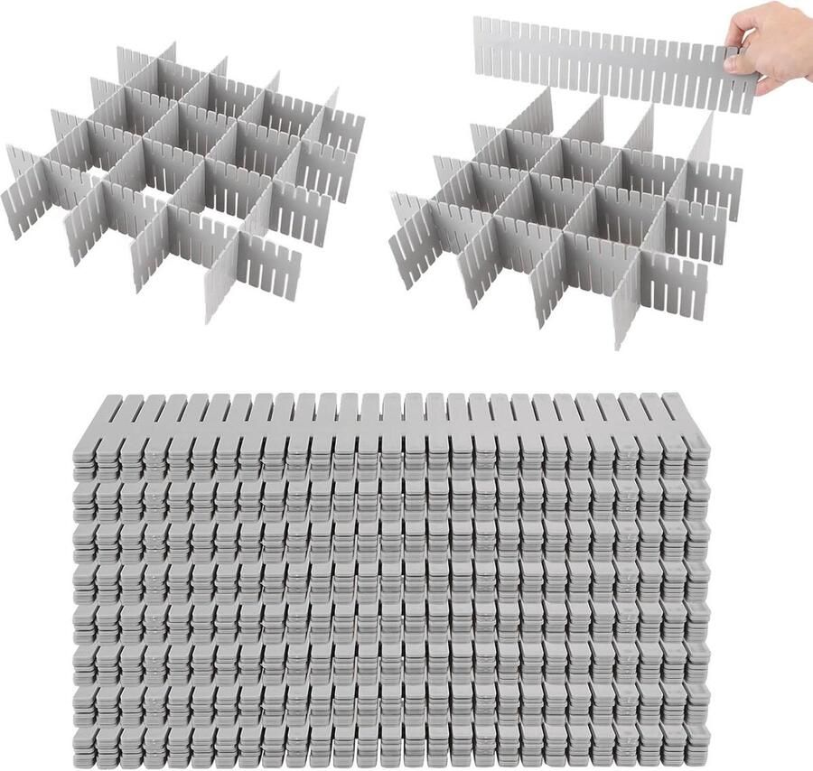 Verstelbare ladeverdelers Set van 28 stuks Grijs Ondergoed Sokken Bureau-organizer