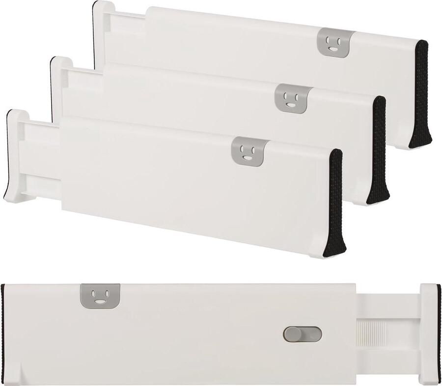 Verstelbare ladeverdeler set 4 stuks 375-535 cm kunststof ladeorganizer voor keuken en slaapkamer