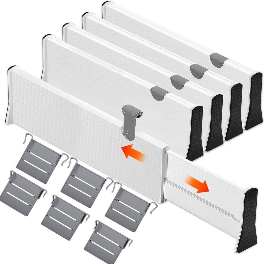 Verstelbare ladeverdelers set van 4 ladeverdelers 10 cm hoog veerbelast kledingkastlade-organisatiesysteem slaapkamer ladekast keuken 375-54 cm