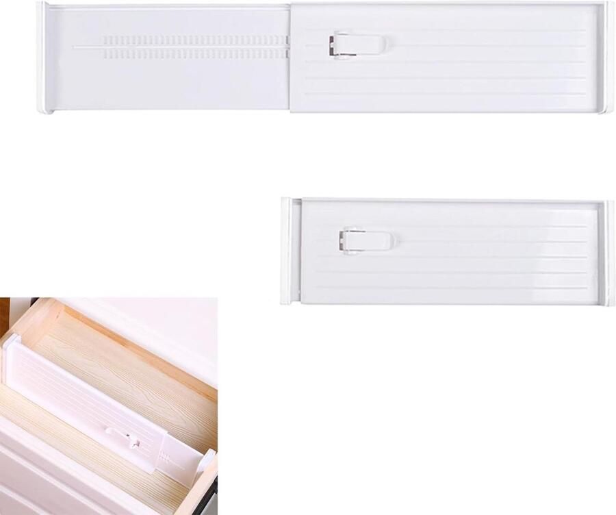 Ladeverdelers Verstelbaar Set van 2 Wit Voor Dressoir Kledingkast Keuken Kaptafel Badkamer Slaapkamer