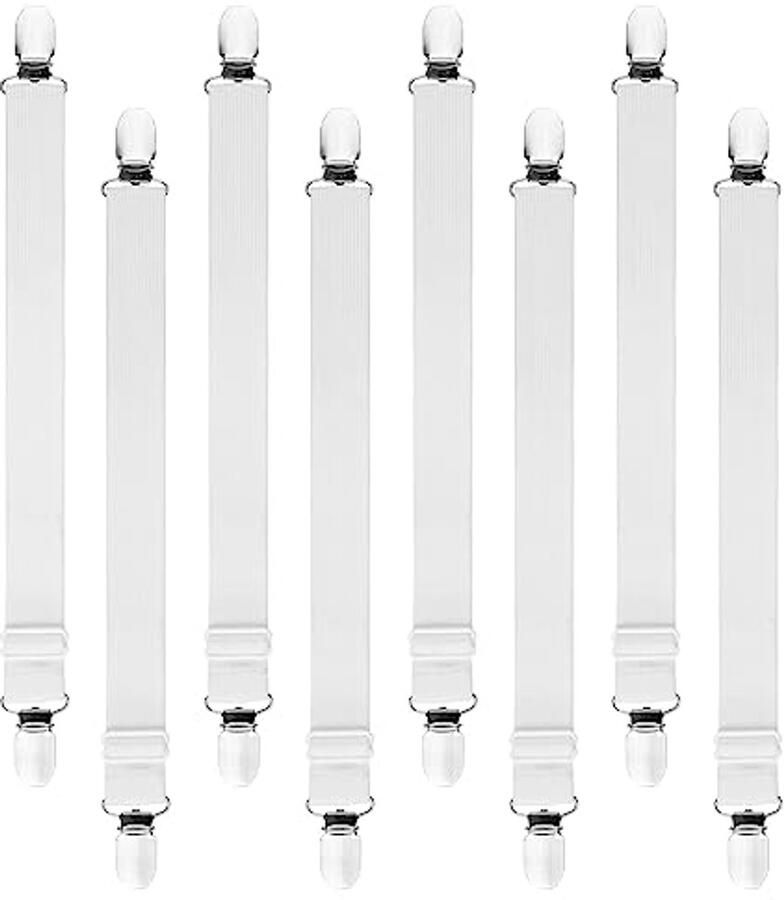 Verstelbare lakenclips 8 Stuks Perfect voor Bedlinnen en Bankkussens Elastische Hoekriemen voor Matrasbevestiging