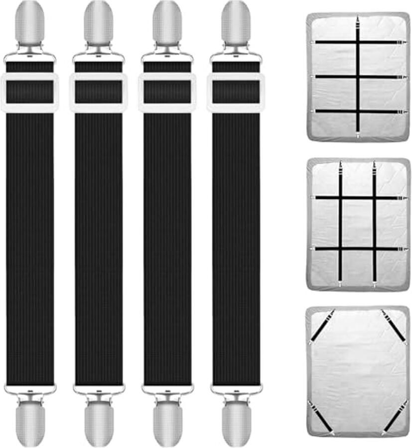 Verstelbare lakenclips voor beddengoed Elastische lakensluitingen met metalen clips 4 stuks