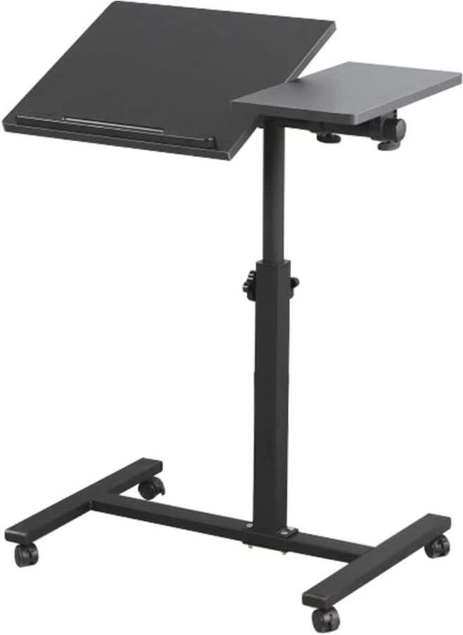Verstelbare laptopbedtafel met wieltjes – Opvouwbaar en mobiel bureau 60 x 34 5 cm