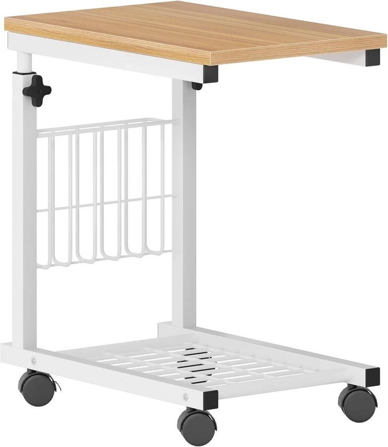 Verstelbare Laptoptafel met Wielen Compakte Bijzettafel voor Thuis Ideaal voor Koffie en Opslag