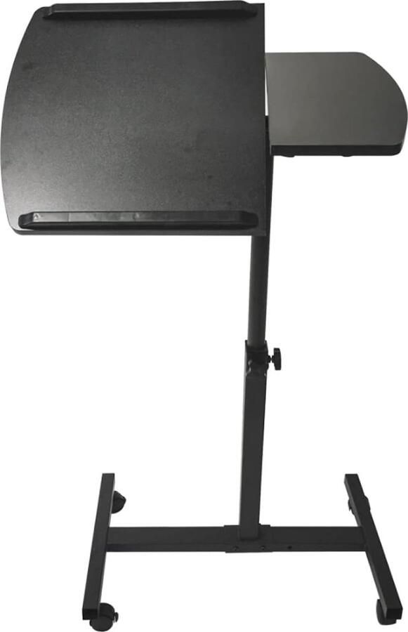 Verstelbare Laptoptafel met Wieltjes Verrijdbaar bijzettafel voor Bed en Bank Zwart