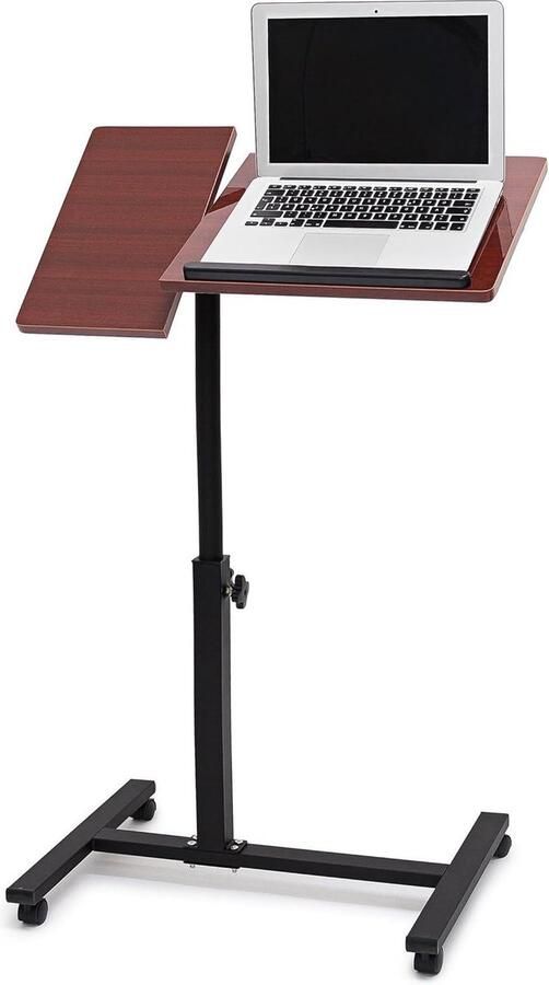 Verstelbare laptoptafel op wieltjes Relaxdays 95 x 60 x 40 5 cm rood-bruin