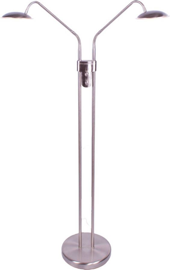 Verstelbare led staande leeslamp Empoli 2 lichts grijs staal glas metaal 130 cm hoog Ø 25 cm staande lamp vloerlamp dimfunctie modern design