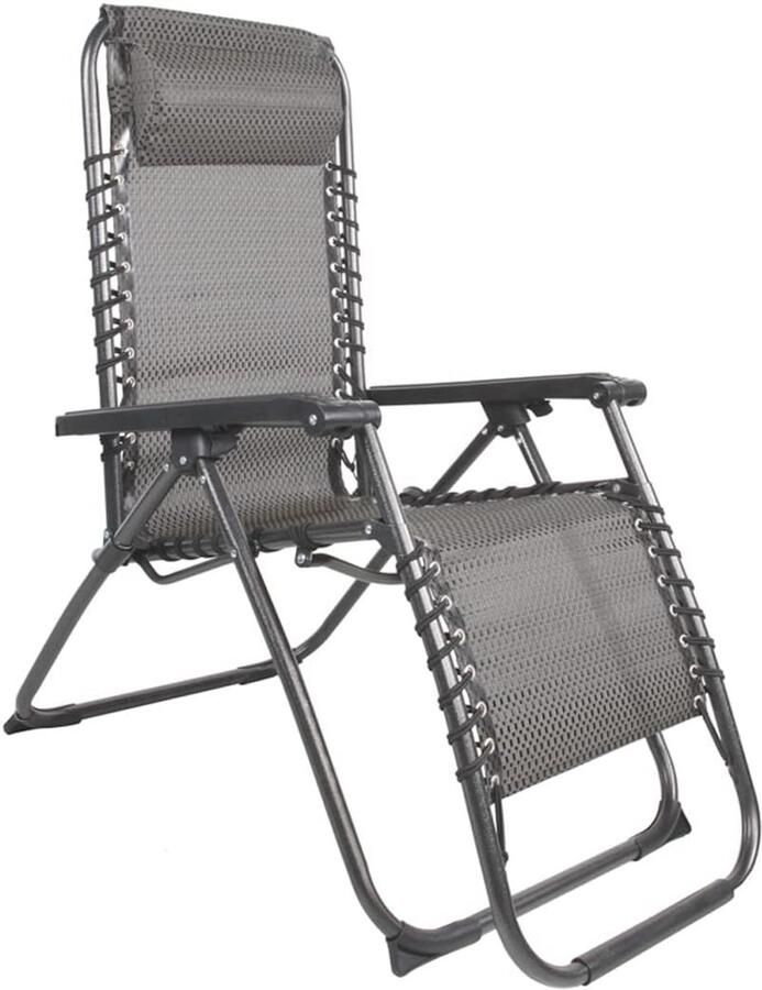 Verstelbare Luxe Tuinstoel Inklapbare Relaxstoel met Hoofdkussen