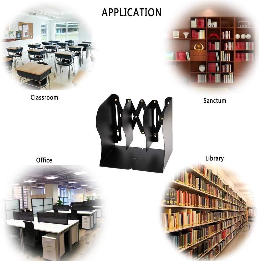 Boekensteunen Metaal IJzer Verstelbaar Heavy Duty Non-kid Bookend voor Home Office School Bibliotheek Zwart boekensteun