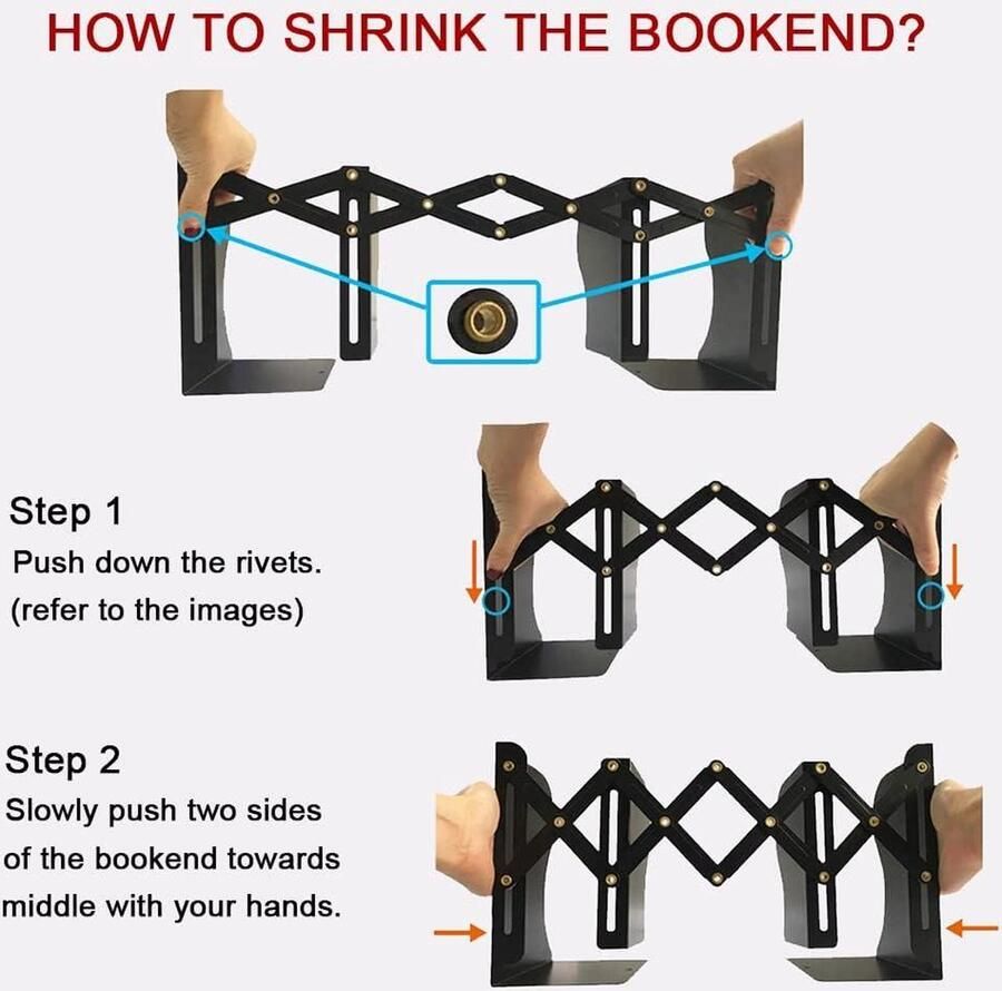 Verstelbare metalen boekensteunen Uitschuifbare boekensteun voor bureau Zwart Tot 196 inch boekensteun