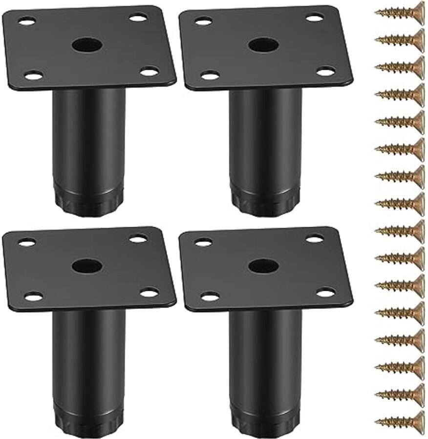 Verstelbare metalen meubelpoten 5 cm 4 stuks voor kasten tafels en stoelen