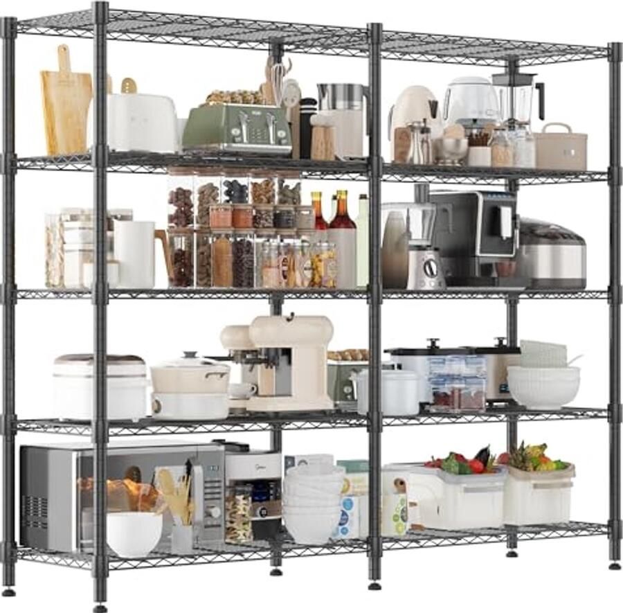 Verstelbare Metalen Opbergrek 180x45x183 cm Robuust en Flexibel voor Keuken Garage en Meer