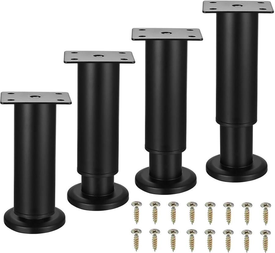 Verstelbare meubelpote 4 stuks zwart 12-18 cm