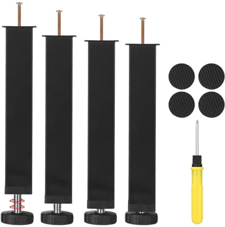 Verstelbare Meubelpoten 20 cm Metalen Kastpoten met Anti-Slip Rubber Pads en Schroevendraaier voor Tafel Stoel Kasten en Bankpoten