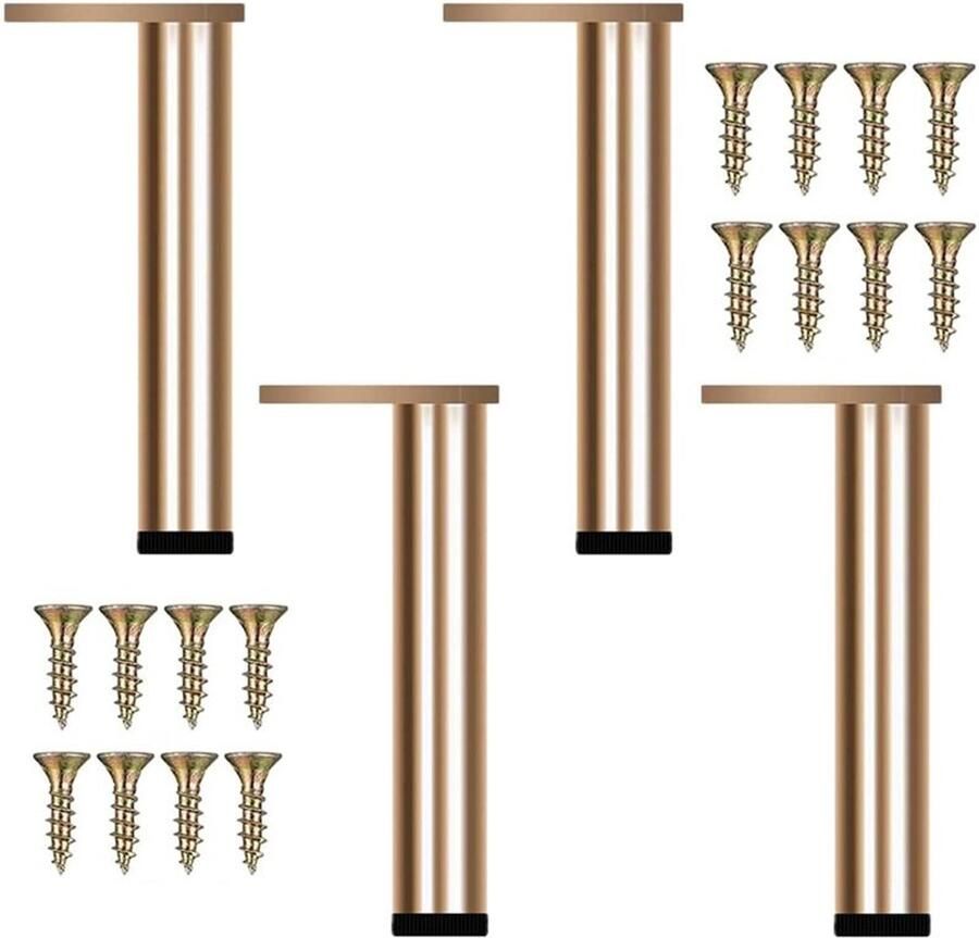 Verstelbare meubelpoten 4 stuks 30 cm moderne bankpoten Gouden bedpoten Vervangende poten Voor tafels en kasten met roestvrijstalen schroeven