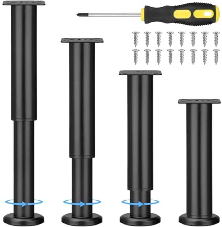 Verstelbare Meubelpoten 4 Stuks Hoogte 18-30 cm Duurzame Metalen Poten voor Bank Kast en Bureau