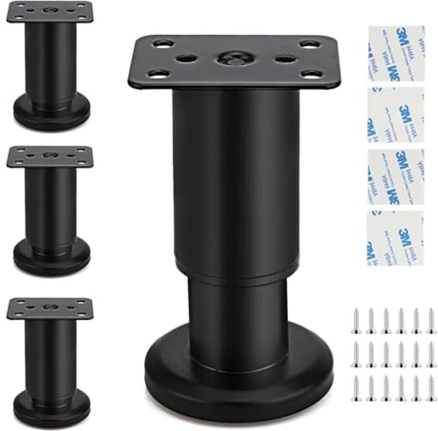 Verstelbare Meubelpoten 4 Stuks Hoogte Verstelbaar 80-120 mm voor Kasten Tafels en Banken Zwart