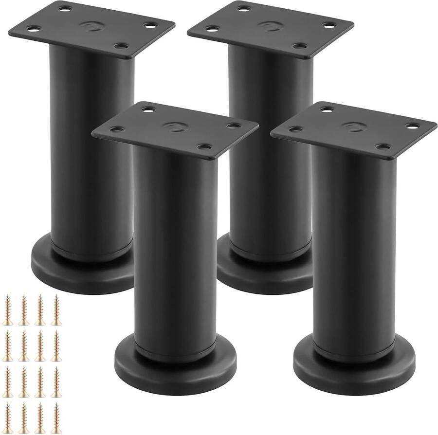 Verstelbare meubelpoten 4 stuks zwart metaal 12-18 cm