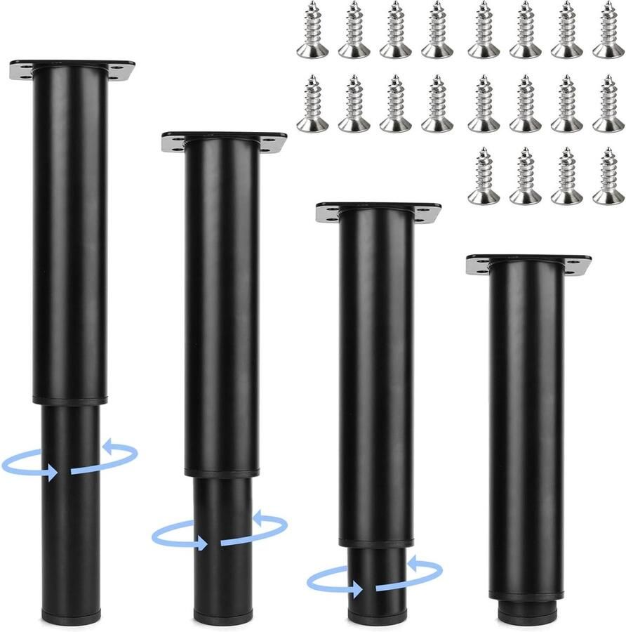 Verstelbare Meubelpoten 4 stuks Zwart Metaal 18-32 cm