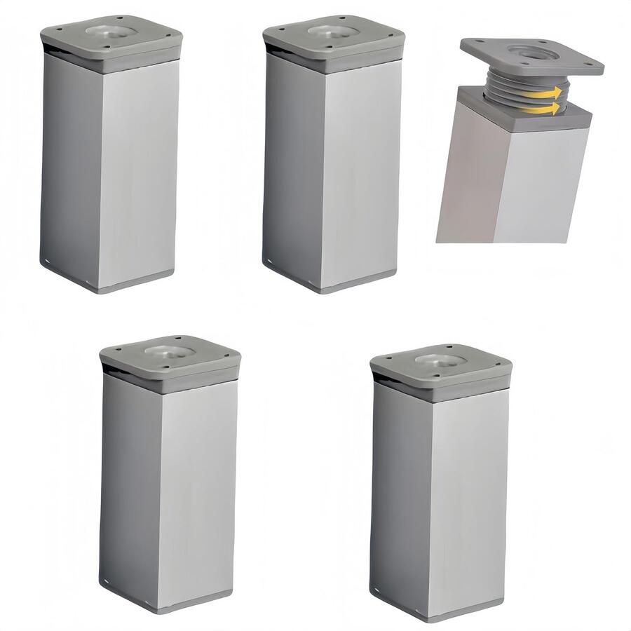 Verstelbare meubelpoten aluminium set van 4 40x40 mm