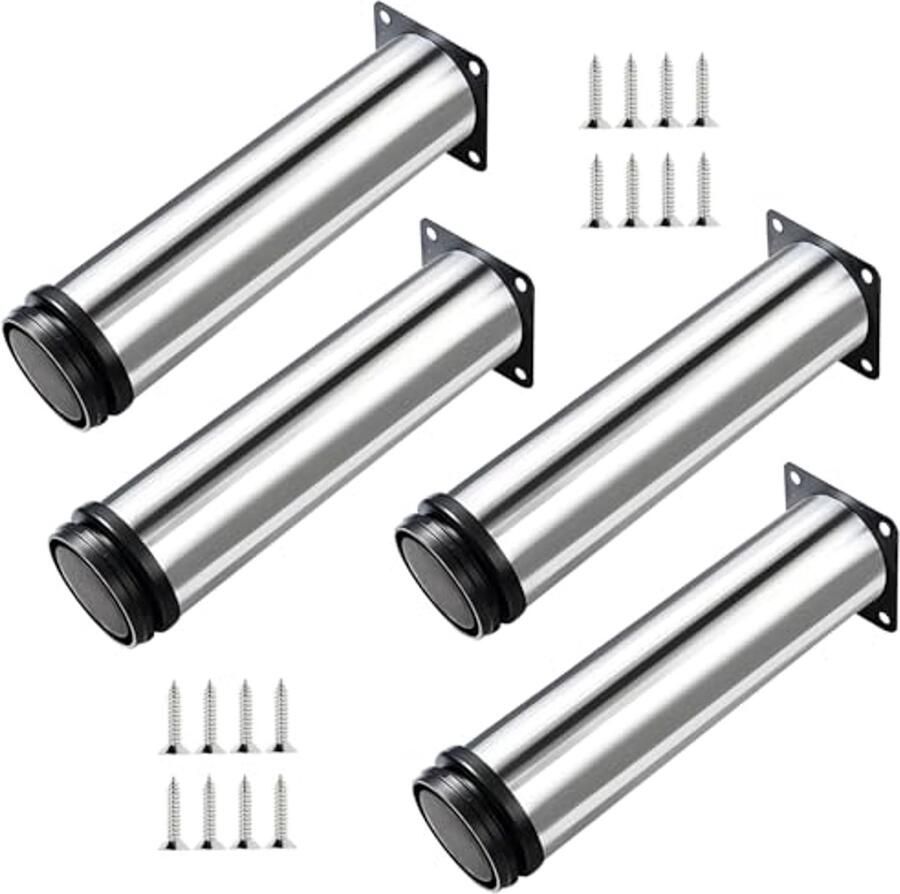 Verstelbare meubelpoten chroom metaal hoogte 50-750mm