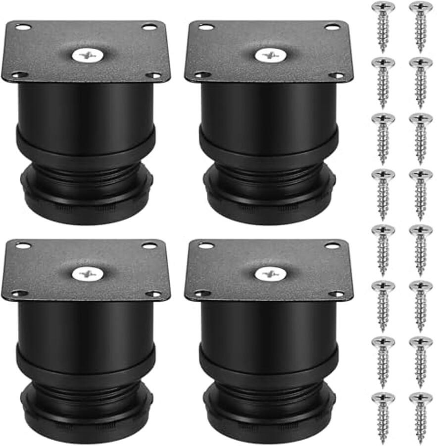 Verstelbare Meubelpoten Hoogte Instelbare Kastpoten voor Tafel en Bank 4 Stuks Zwart