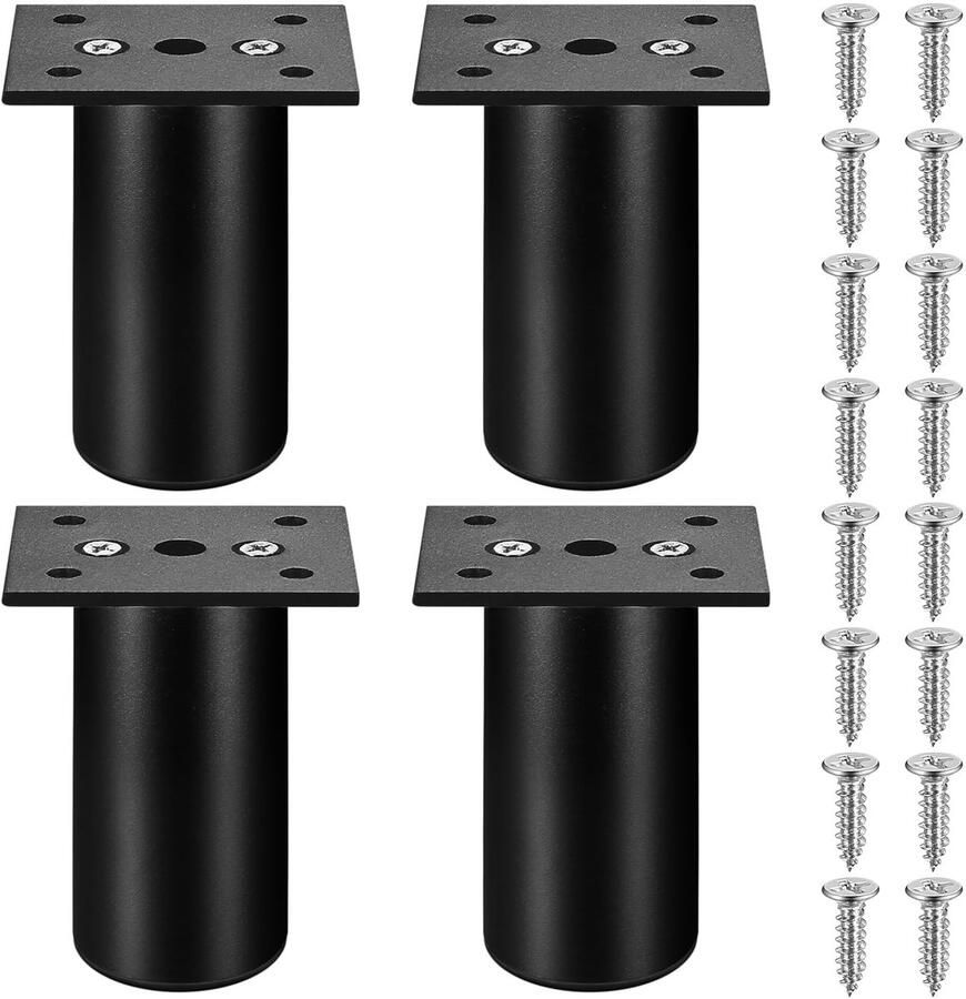 Verstelbare meubelpoten Hoogwaardig aluminium Set van 4 Mat zwart